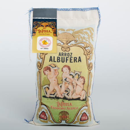 Arroz Variedad Albufera La Perla 1 kg formato tela.
