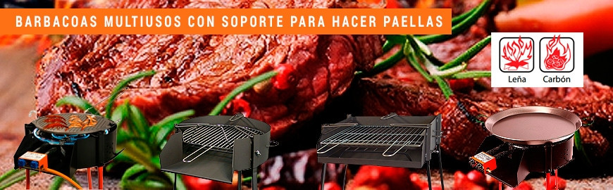 Barbacoa Paellero para leña o gas con función paravientos