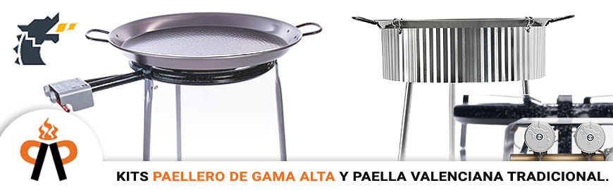 Kits Paelleros de Gama Alta y Paella Valenciana de Acero Pulido