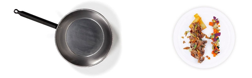 Sartenes de acero pulido con mango